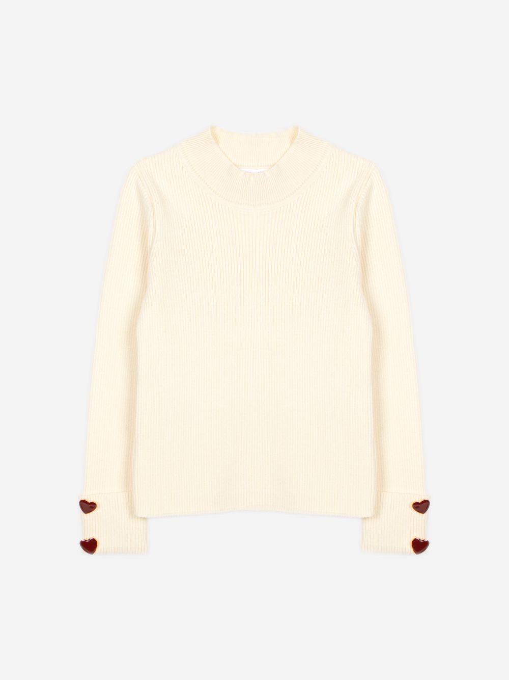 Ecru sweater with heart-shaped buttons