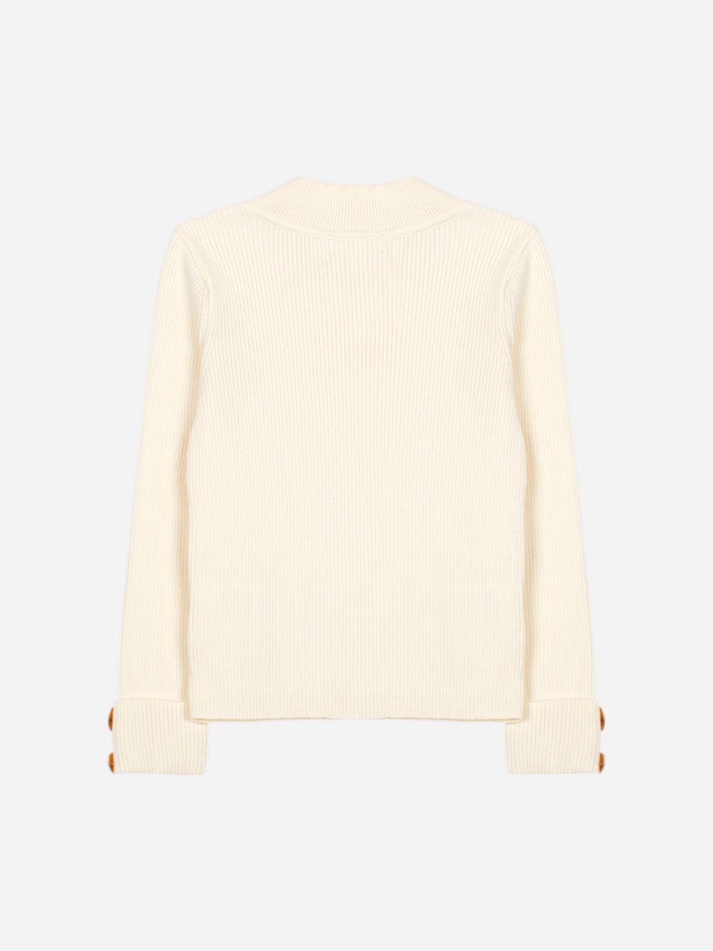 Ecru sweater with heart-shaped buttons