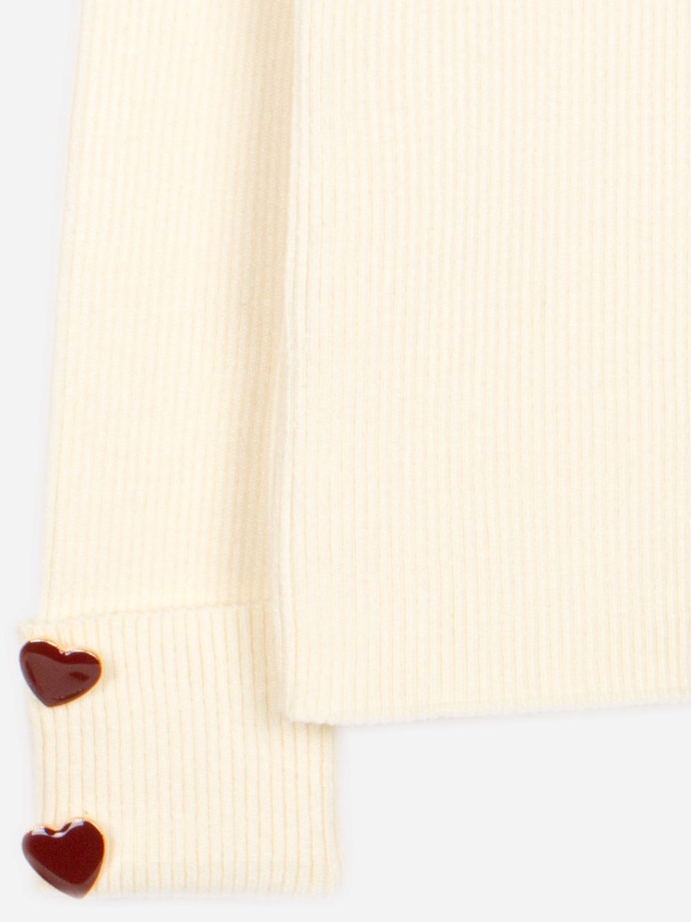 Ecru sweater with heart-shaped buttons