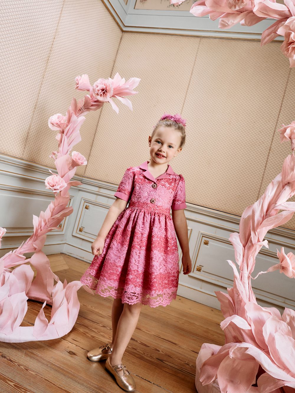Fushcia Dress in elegant lace