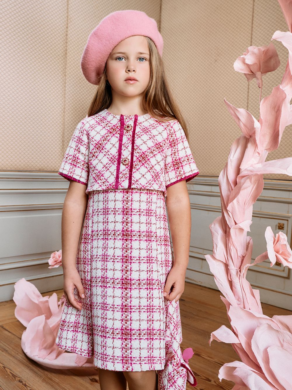 Pink tweed dress
