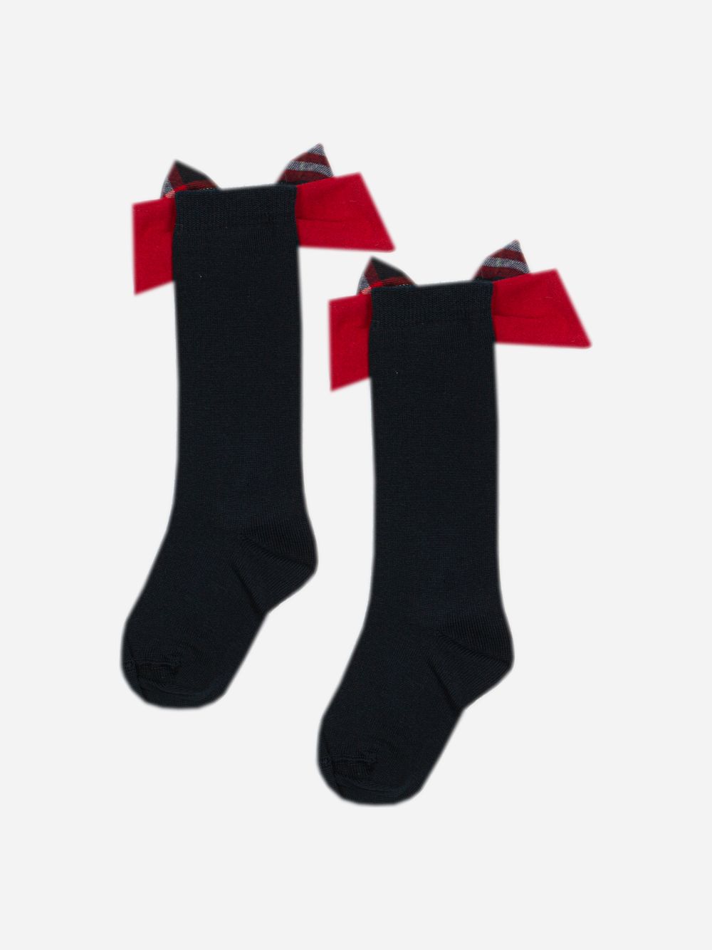 Navy Blue tights with a tartan bow