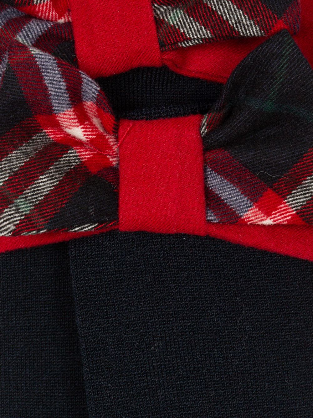 Navy Blue tights with a tartan bow