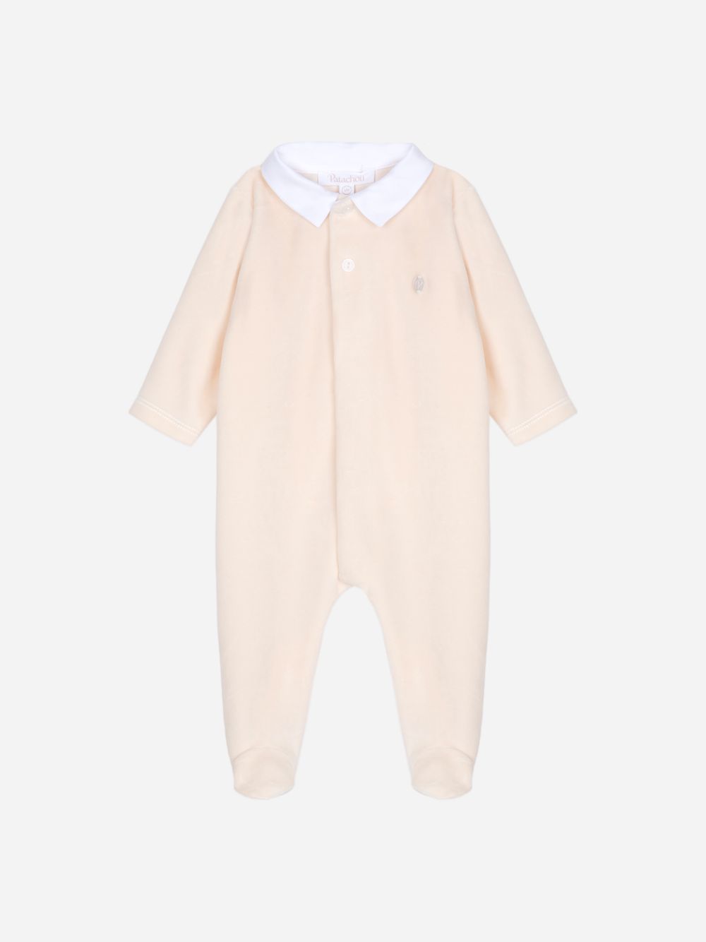 Beige jersey velour babygrow