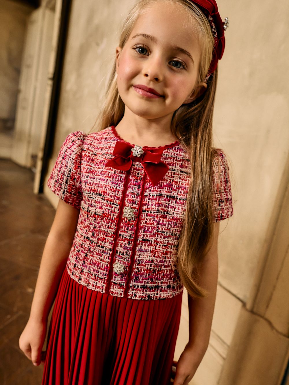 Red tweed headband