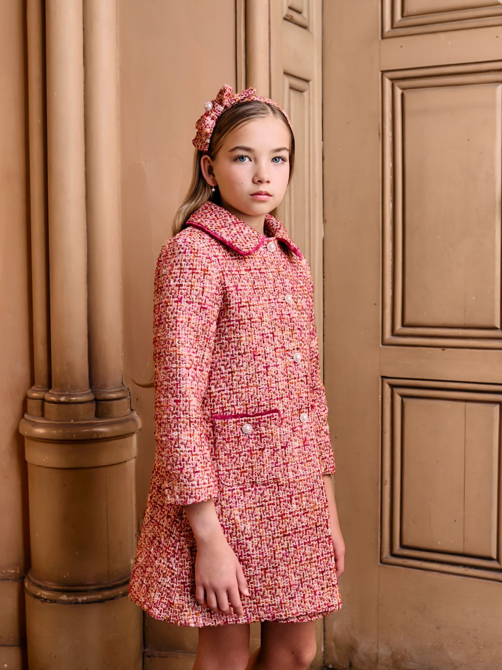 Fushcia tweed coat