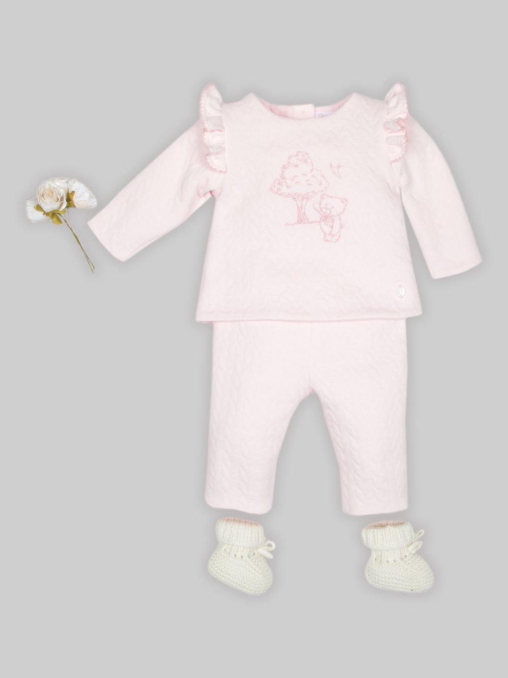 Pink knit ruffle set