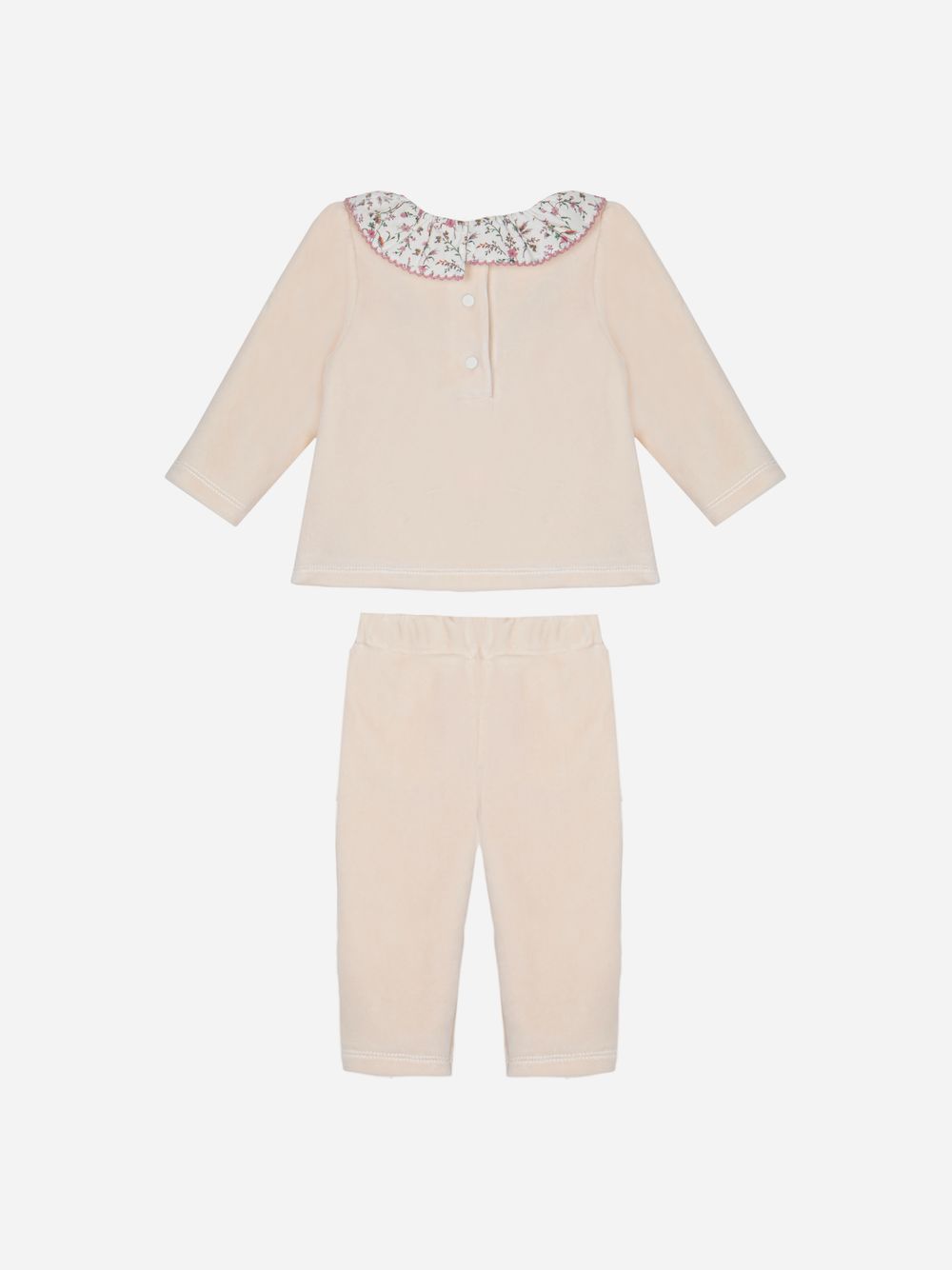 Beige velour floral set