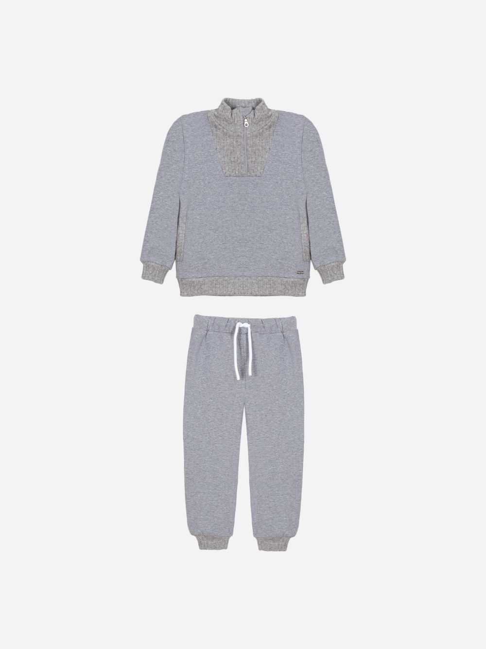 Melange grey zip up set