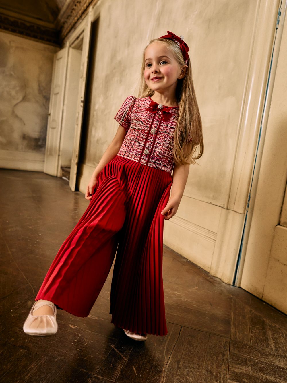 Red tweed jumpsuit