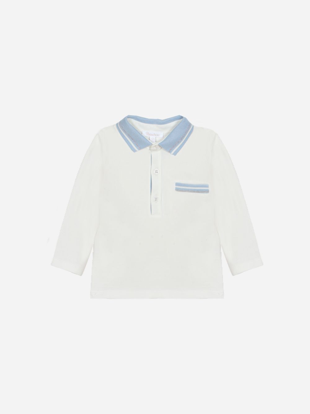 Ecru polo with blue collar