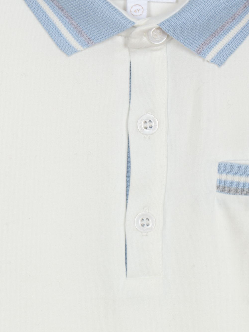 Ecru polo with blue collar