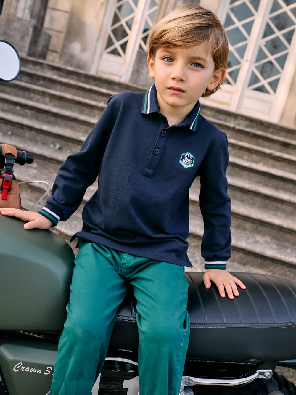 Marine blue polo with emblem
