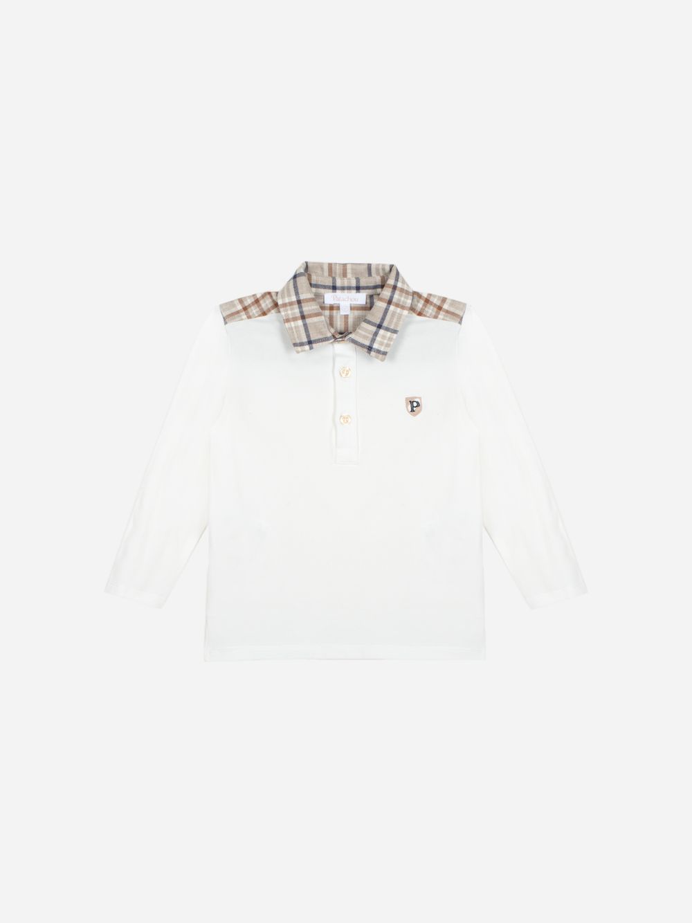 Ecru and checks polo