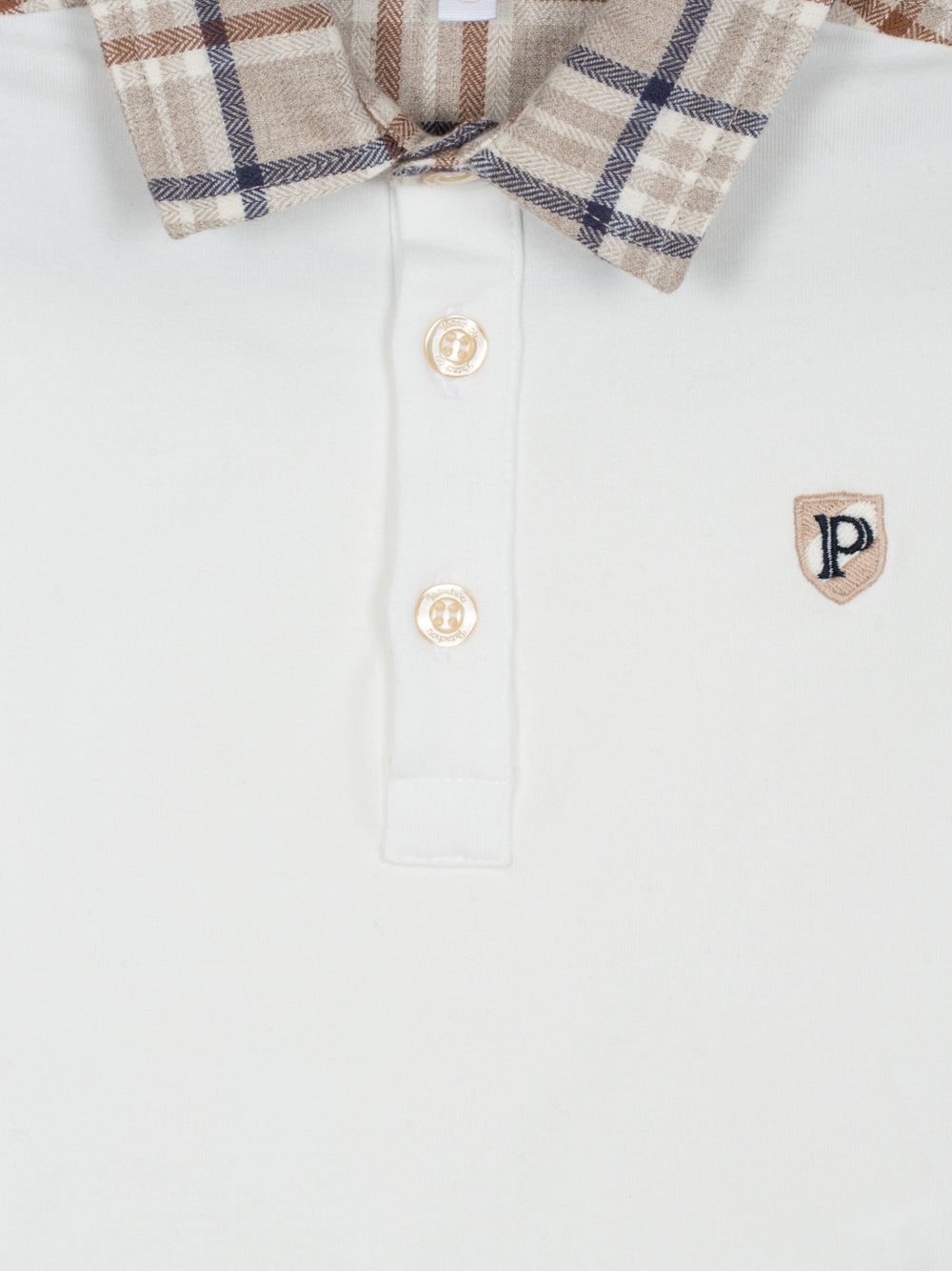 Ecru and checks polo