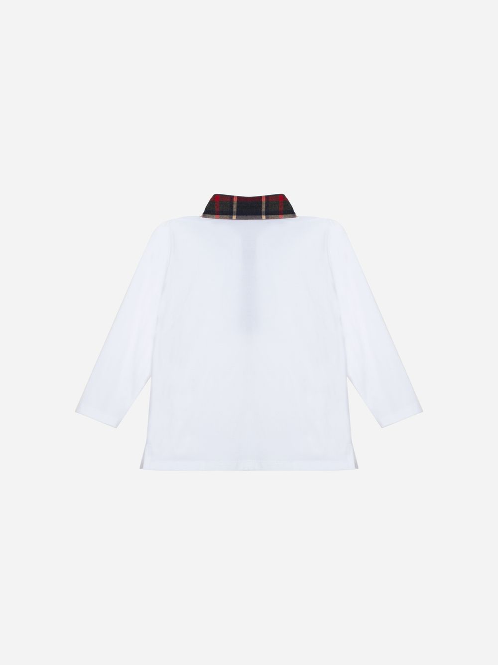 White and tartan polo with crest