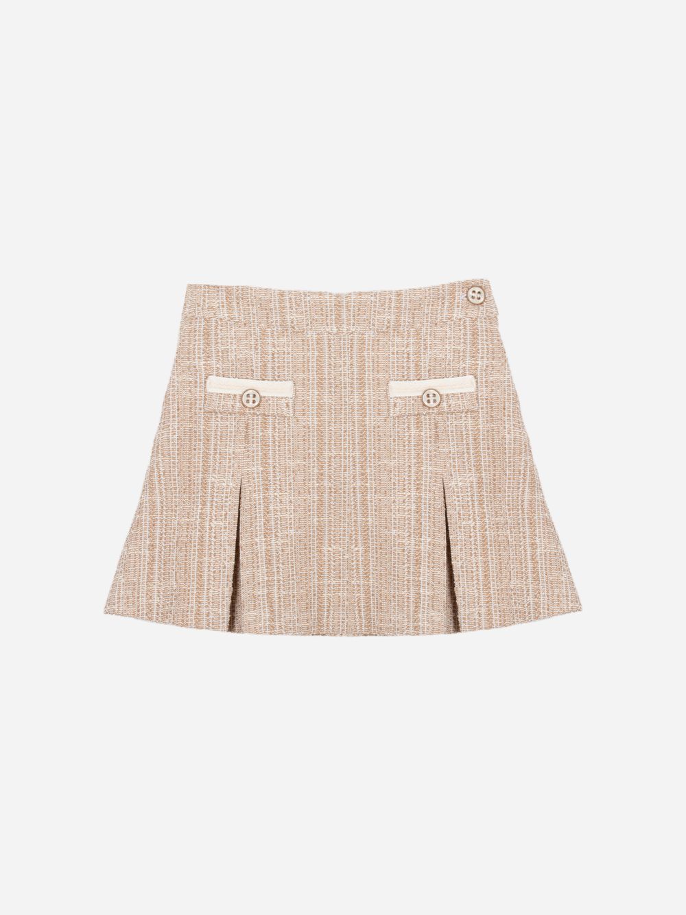 Pleated beige tweed skirt