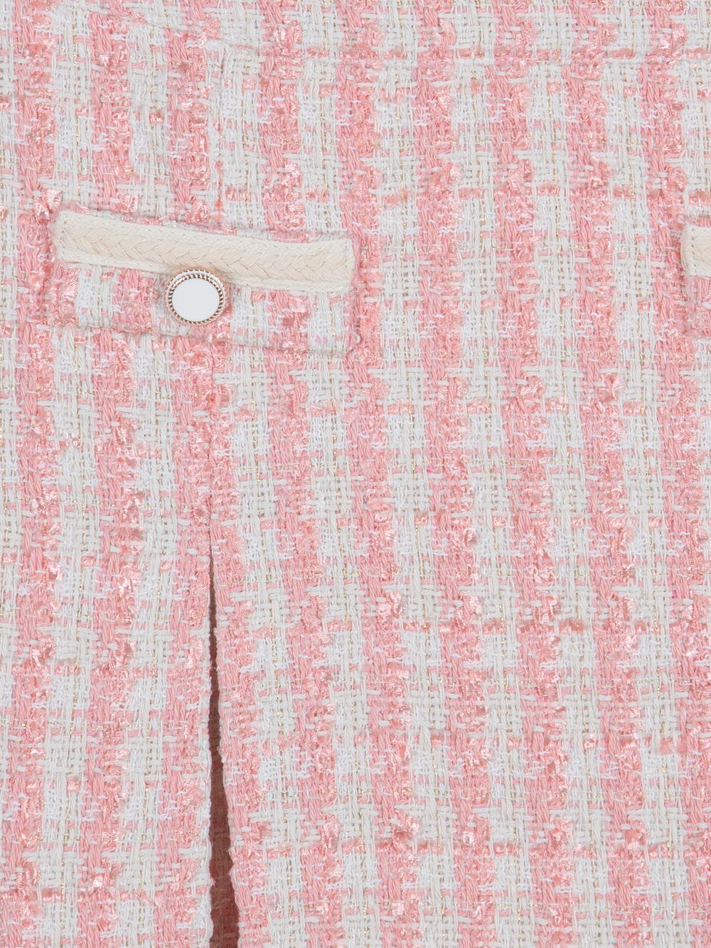 Pleated pale pink tweed skirt
