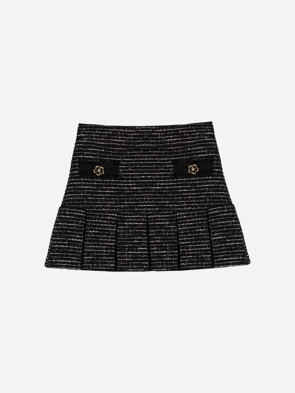 Black tweed pleated skirt