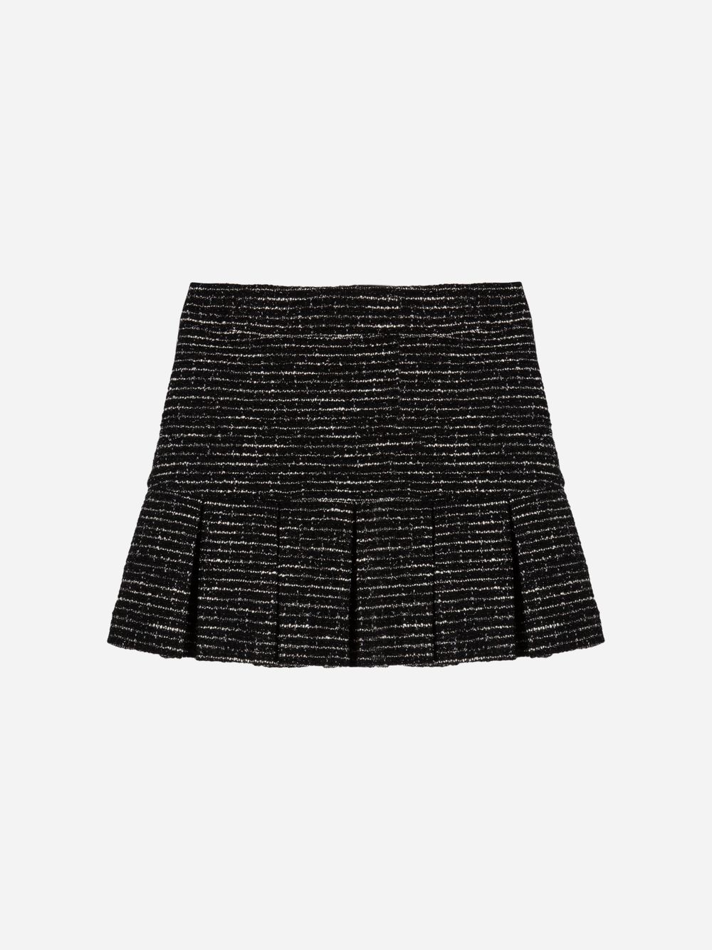 Black tweed pleated skirt
