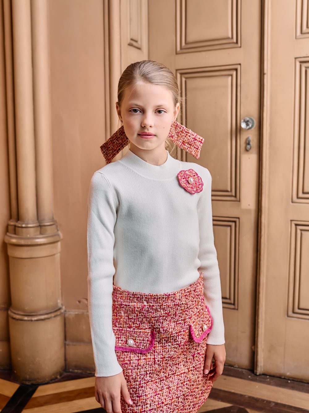 Fuchsia tweed dress