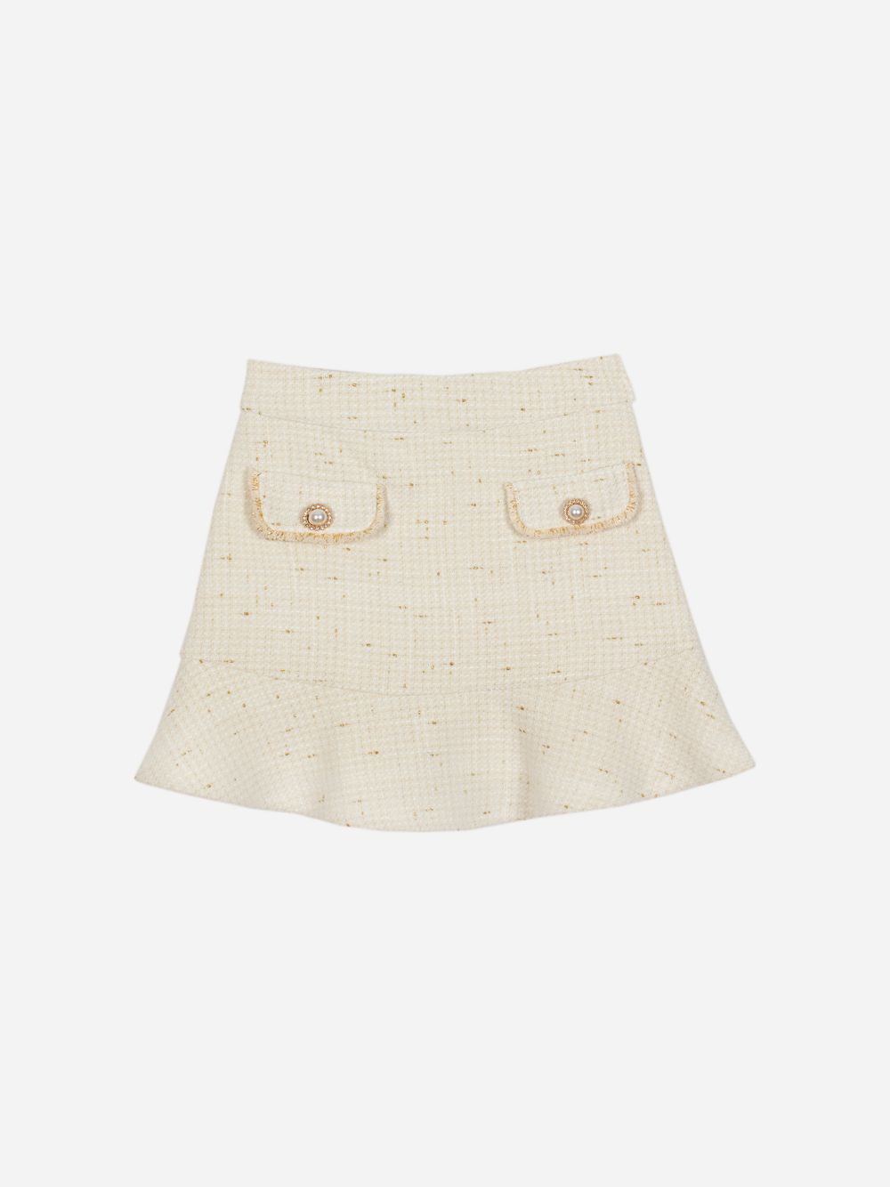 Ecru and gold tweed lurex skirt