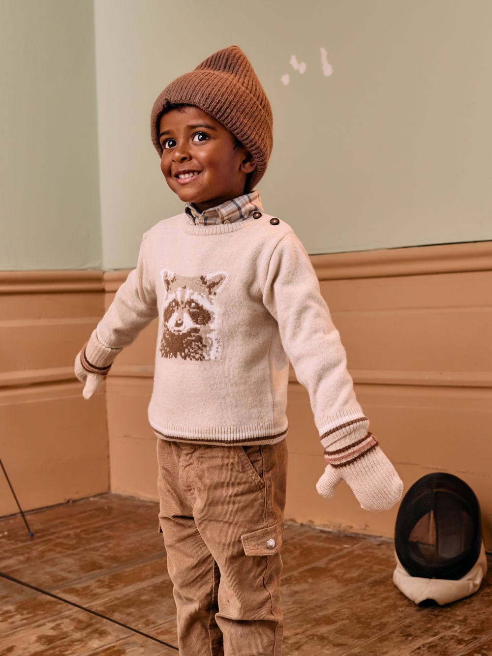 Beige melange raccoon sweater