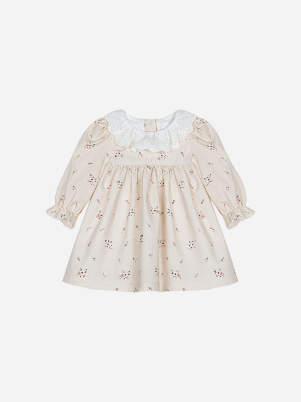 Beige viyella dress with lace collar