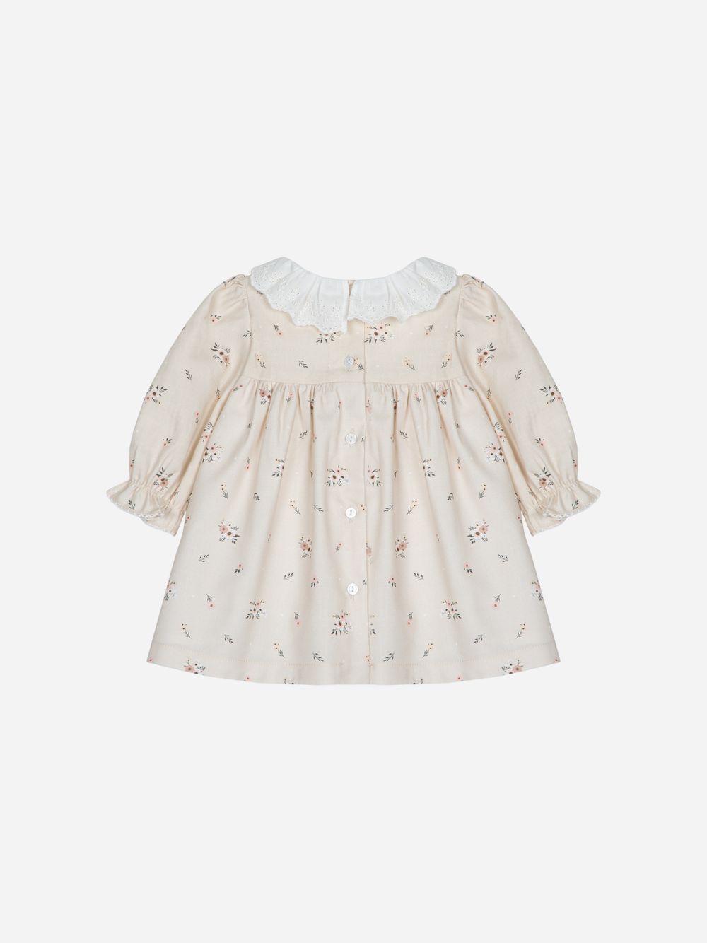 Beige viyella dress with lace collar