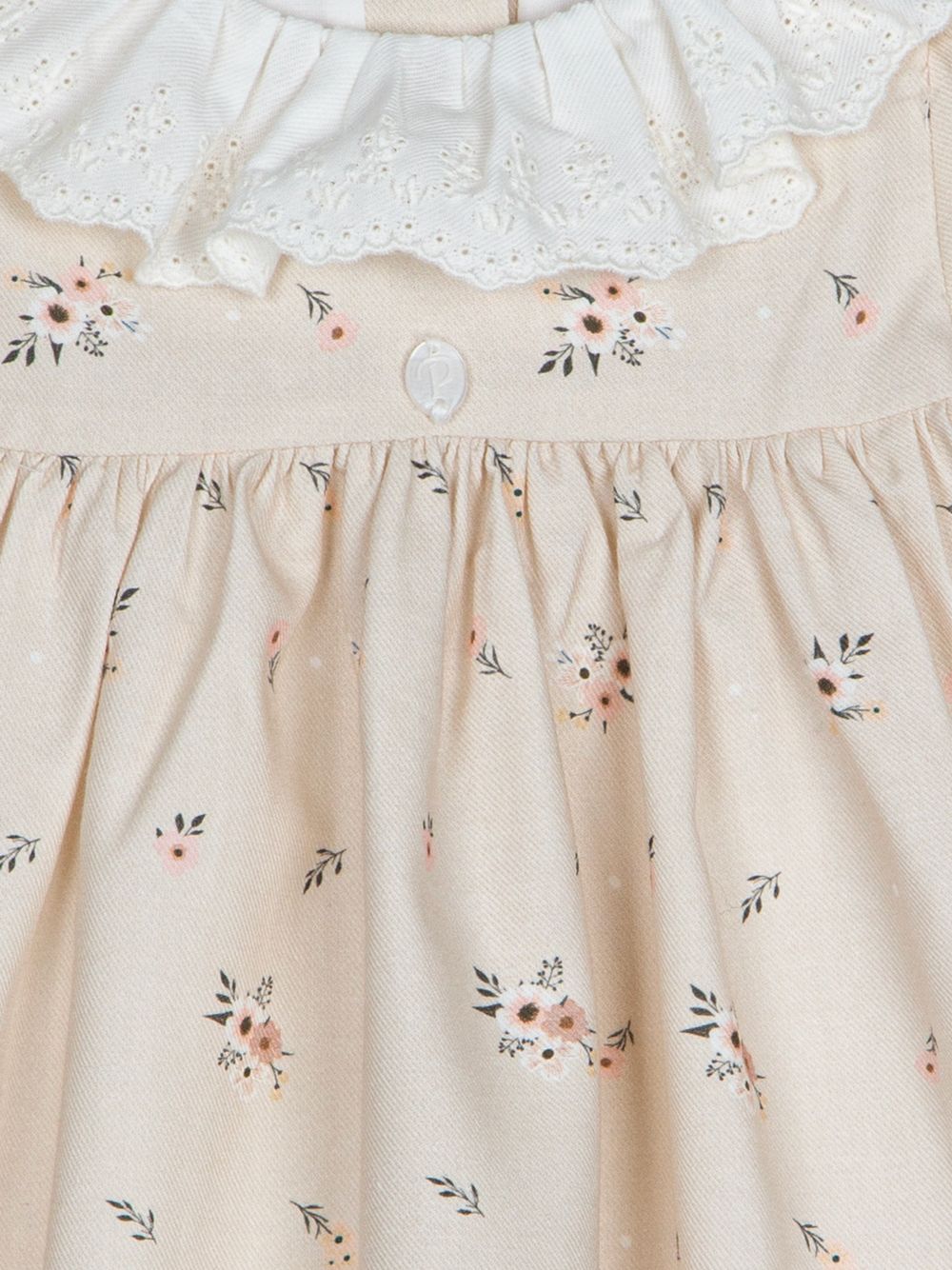 Beige viyella dress with lace collar