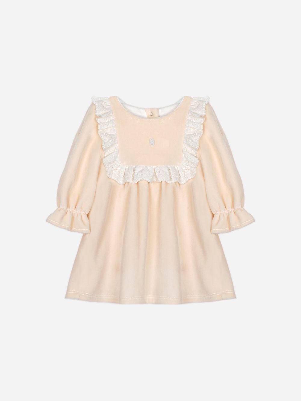 Beige velour dress with frill
