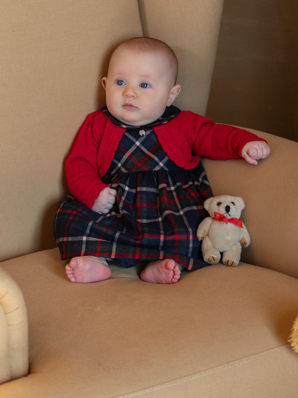 Red and marine tartan dress