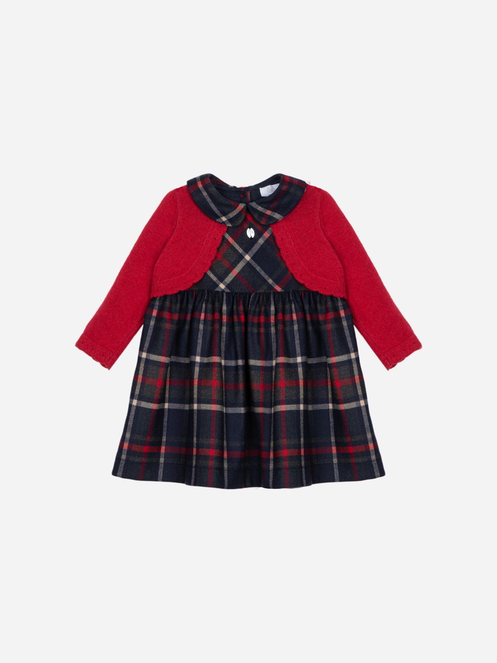 Red and marine tartan dress