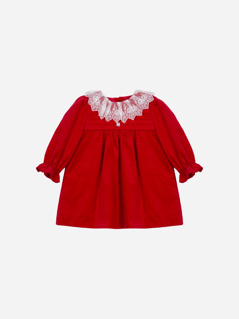 Red dress with lace collar
