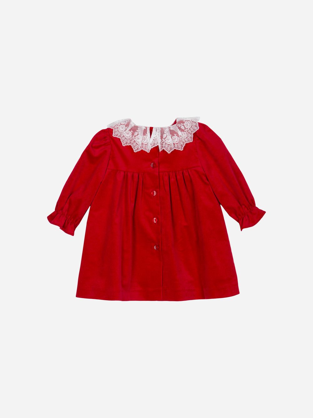 Red dress with lace collar