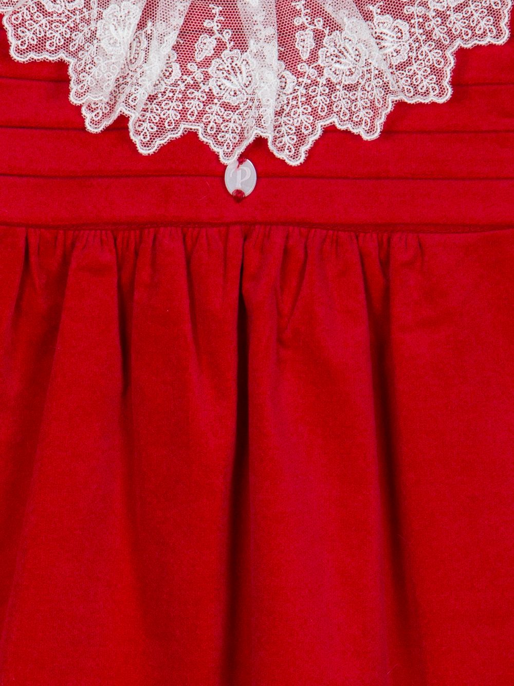 Red dress with lace collar