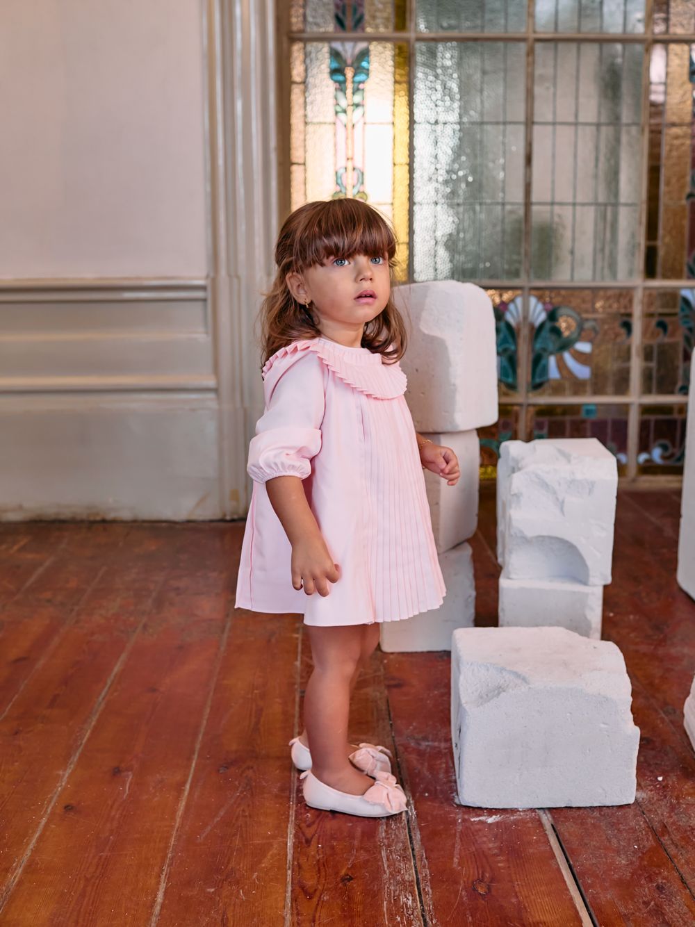 Pale pink flannel dress