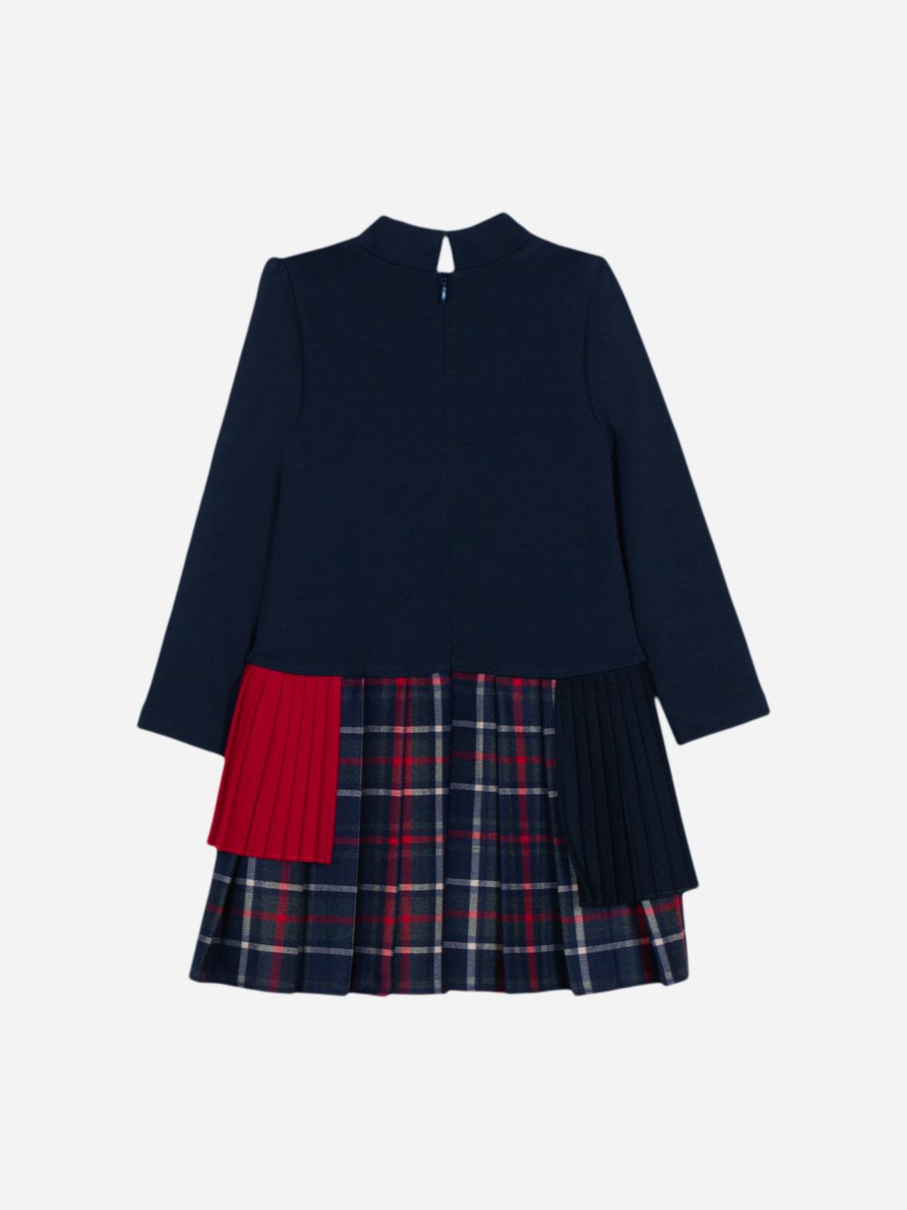 Patchwork interlock and tartan dress