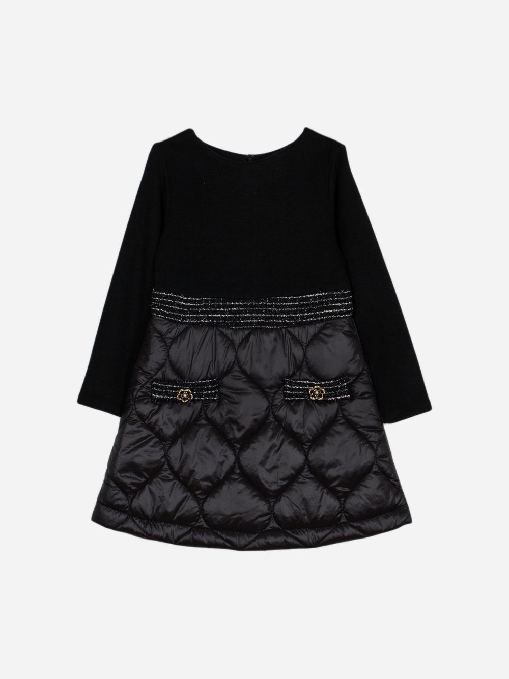 Black jersey and microfiber dress