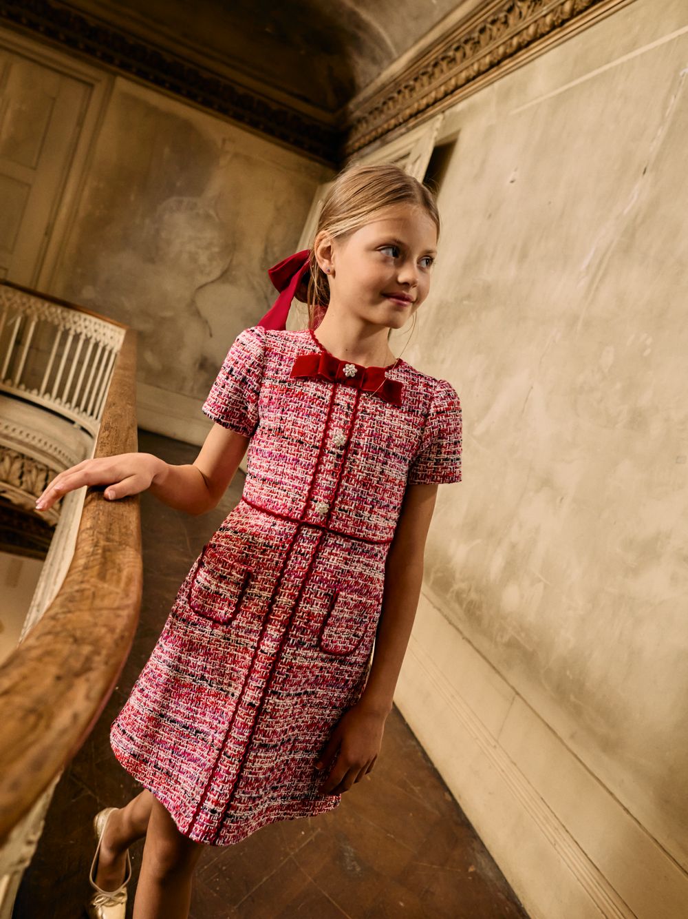 Red tweed dress