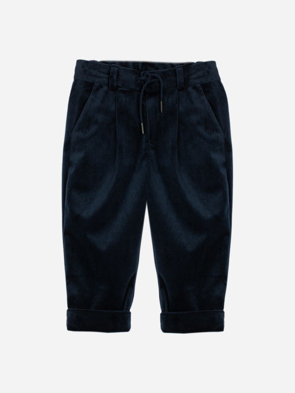 Elegant navy blue velvet trousers