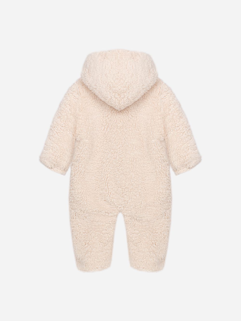 Ecru hooded fur jumpsuit