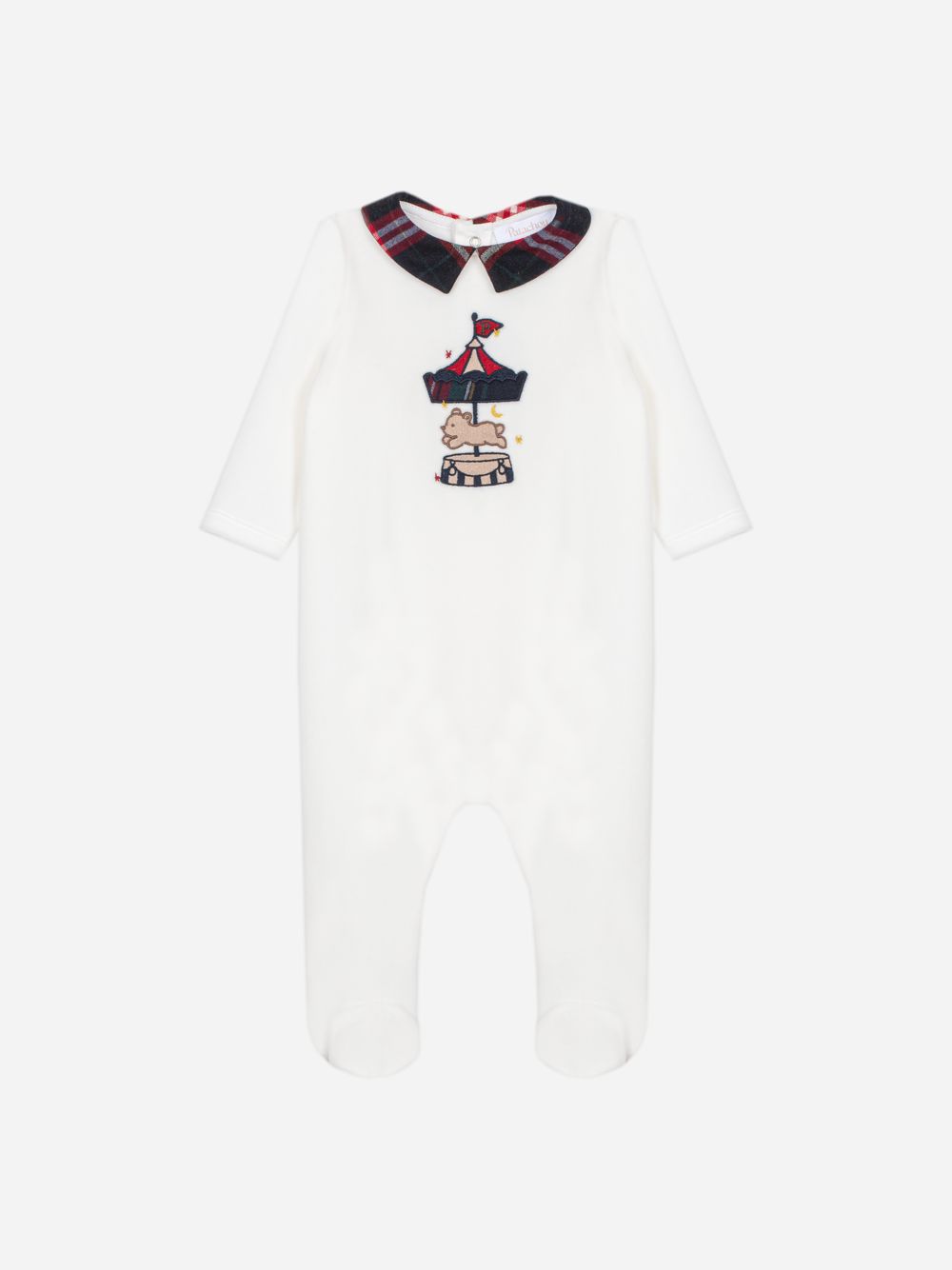 Ecru babygrow with embroidered design
