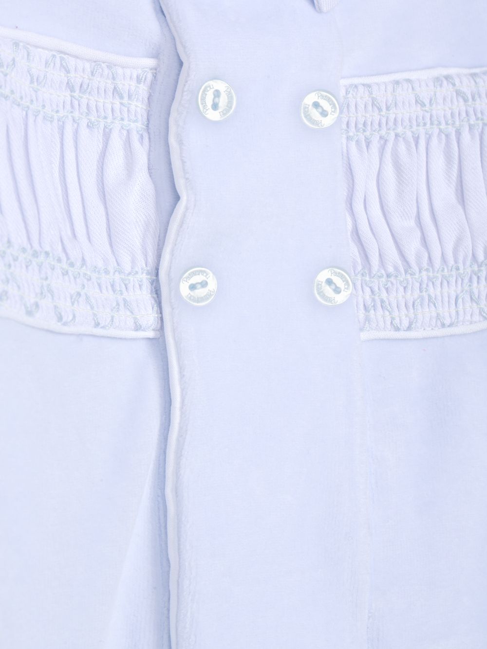 Light Blue babygrow with elegant gathered details