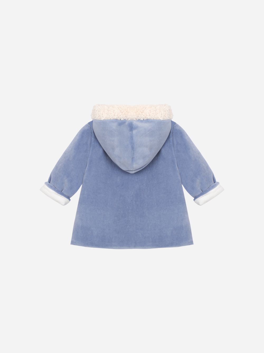 Elegant indigo blue coat for boys with lined hood