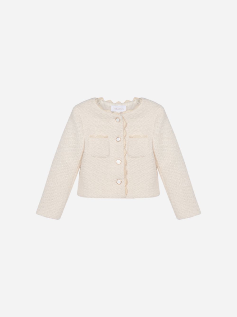 Elegant beige coat with buttons and refined details