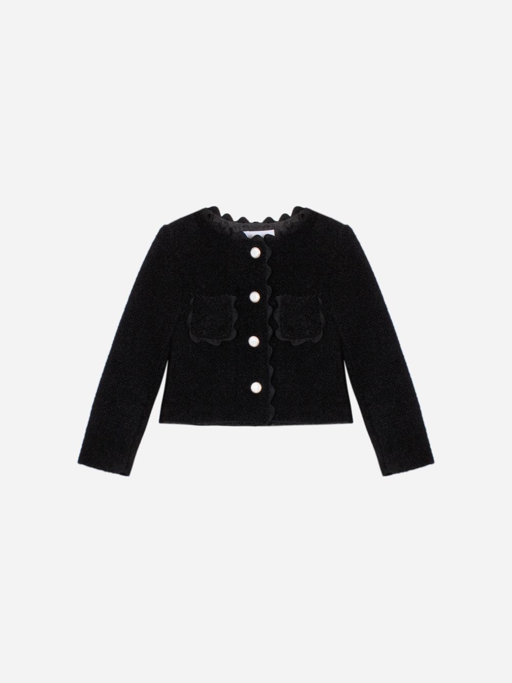 Elegant black coat with buttons and refined details