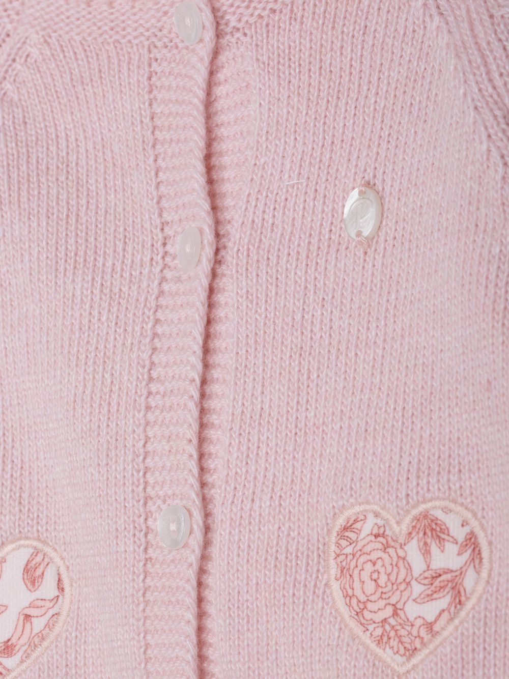Pale pink knitted cardigan with Liberty print details