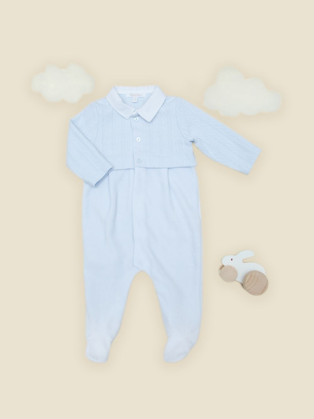 Light Blue babygrow with a braided effect