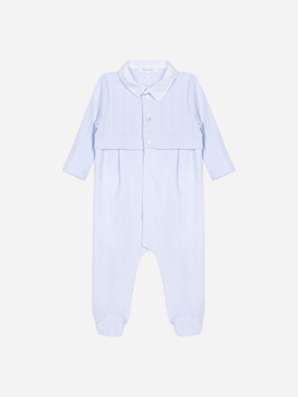 Light Blue babygrow with a braided effect